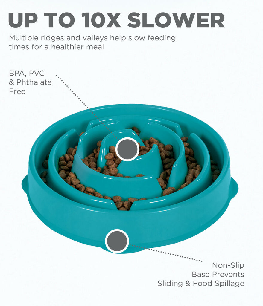 Outward Hound Fun Feeder Slo Bowl - Turquoise